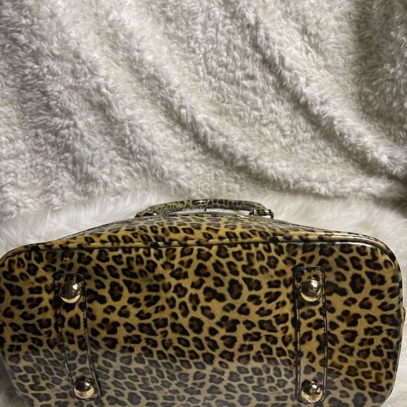 Loungefly Disney Minnie Mouse Dome Satchel synthetic patent black& leopard print - Picture 5 of 16